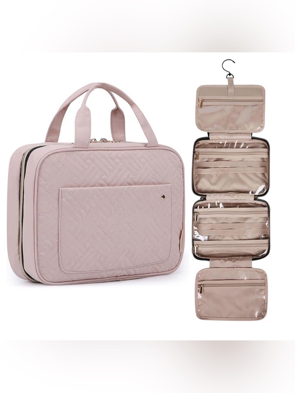 BAGSMART Large Toiletry Bag Travel Bag with Hanging Hook in Pink NWT